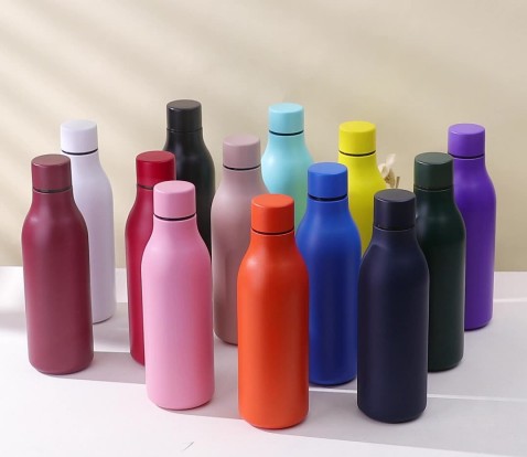 Eco-friendly vacuum flask insulated stainless steel water bottles with bamboo stainless steel lid customized logo & color