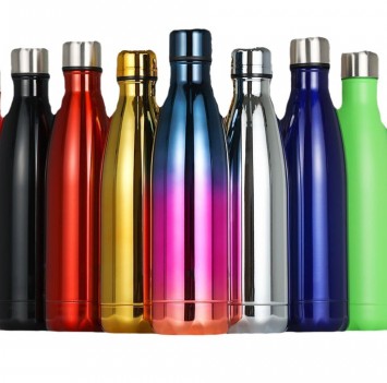 Eco-friendly vacuum flask insulated stainless steel water bottles with bamboo stainless steel lid customized logo & color