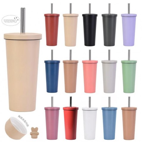 500ml/750ml Stainless steel Coffee Mug Coffee Tumbler with Straw